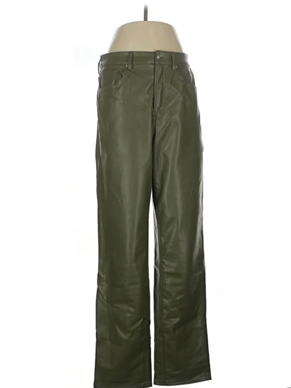 H&M Divided Olive Green Wide-Leg Faux Leather Pants
